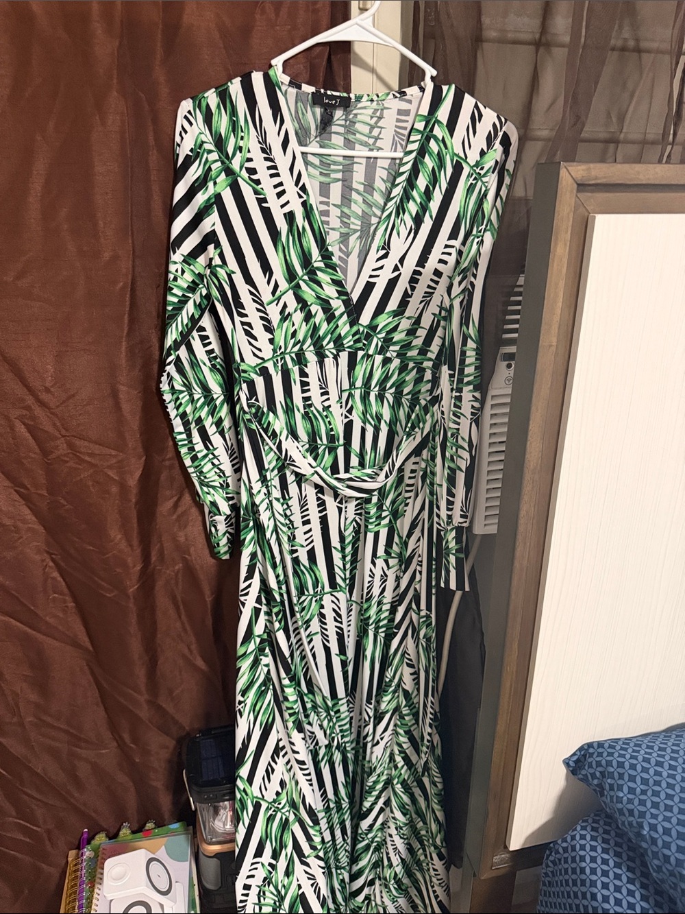 Green Palm-Print Wrap Maxi Dress - Unknown Brand